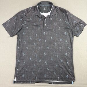 Johnnie O Maguire Golf Polo Shirt Men's Large Black Blue Pin Up Stretch